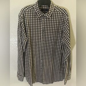 Ermenegildo Zegna Sport Mens Large L Brown / White Regular Fit Button Cotton